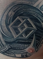 biomechanické tetování , hruď , Escher